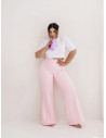 WP eleganckie szerokie spodnie plus size - pudrowy róż