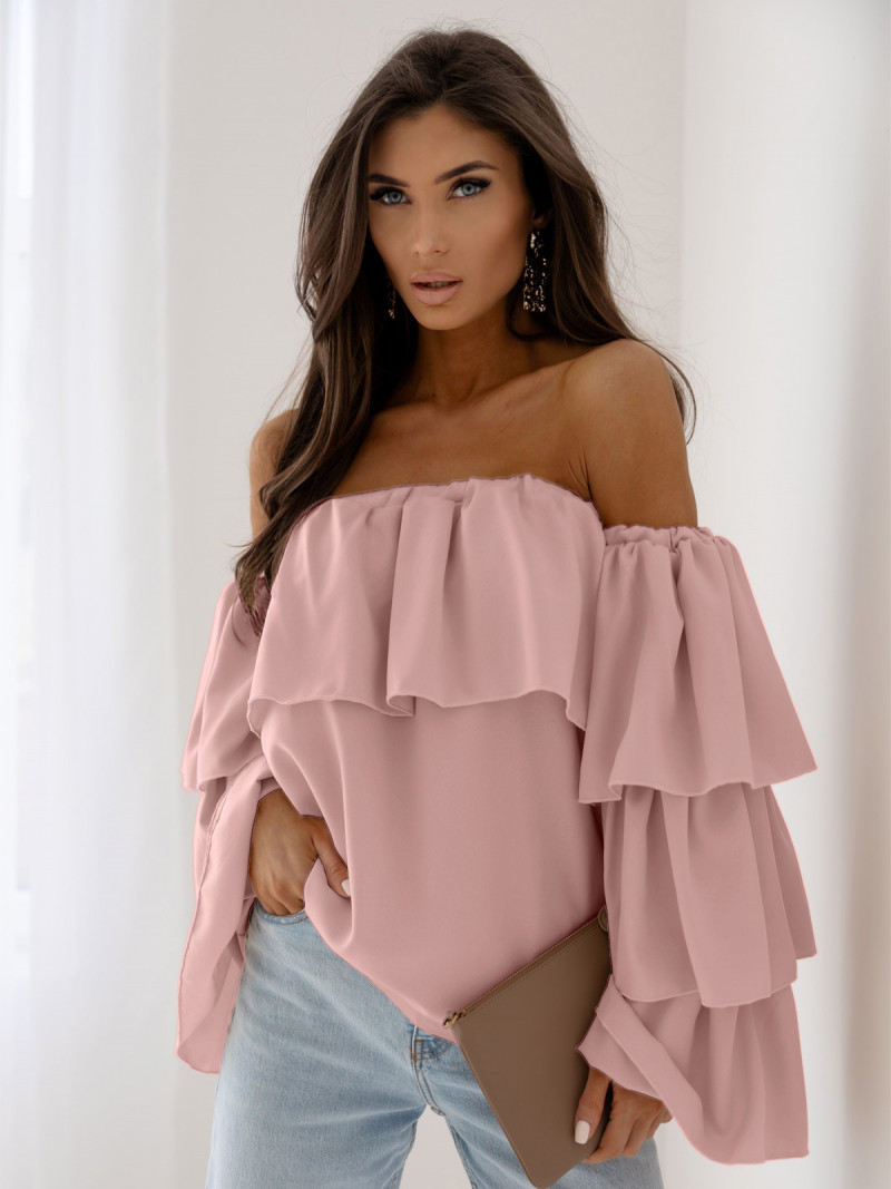 WP bluzka hiszpanka z długim rękawem - brudny róż