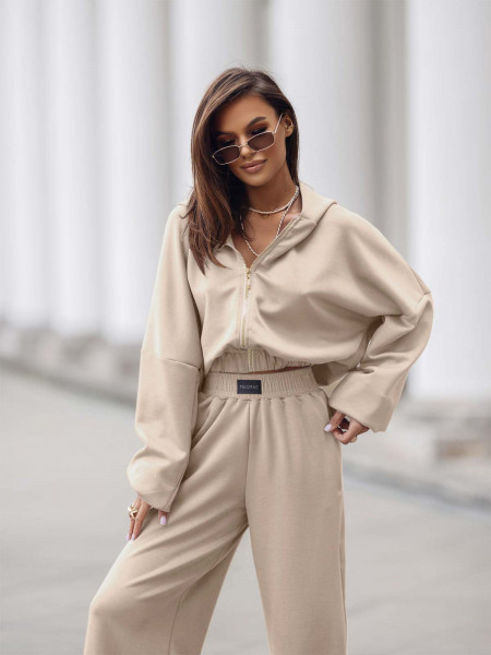 Stylowy komplet dresowy z tencelu MIKKA - beżowy 2