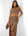 Komplet top i spódnica MIRANA - mocha mousse