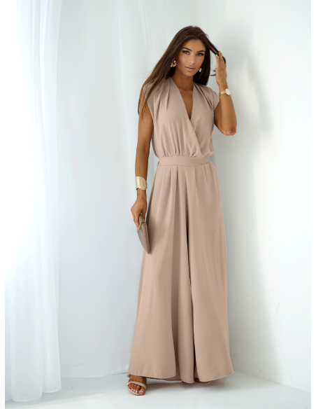 Kombinezon z szerokimi nogawkami KASTI - beżowy