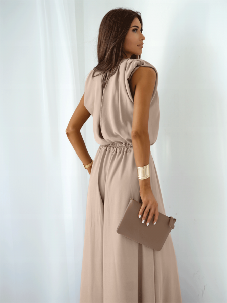 Kombinezon z szerokimi nogawkami KASTI - beżowy 2