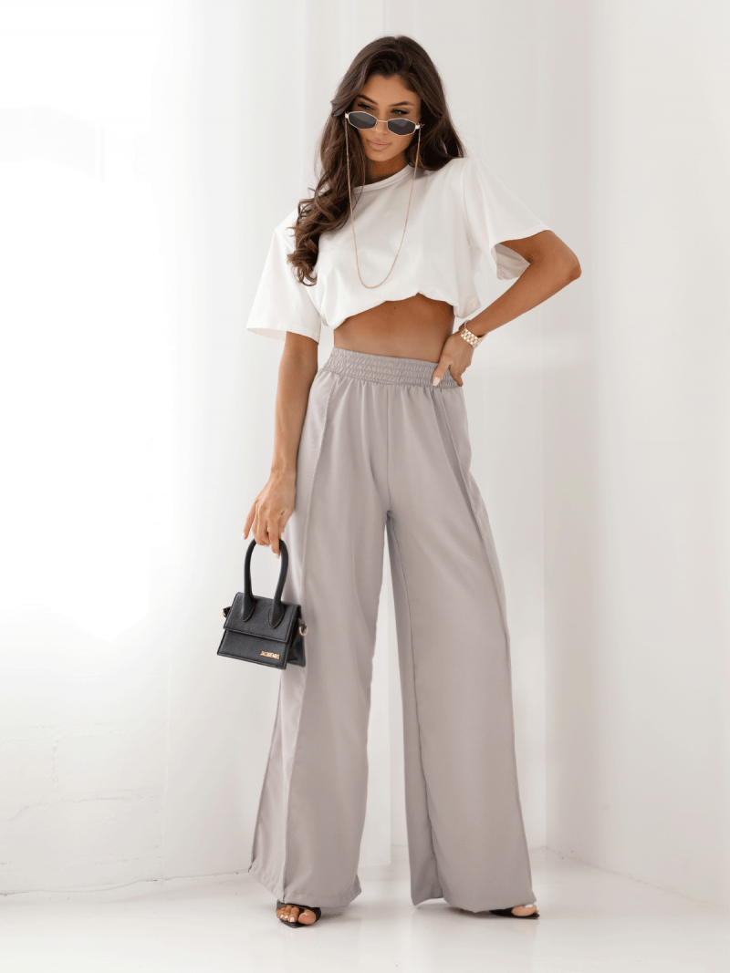 WP szerokie spodnie z przeszyciami - szare