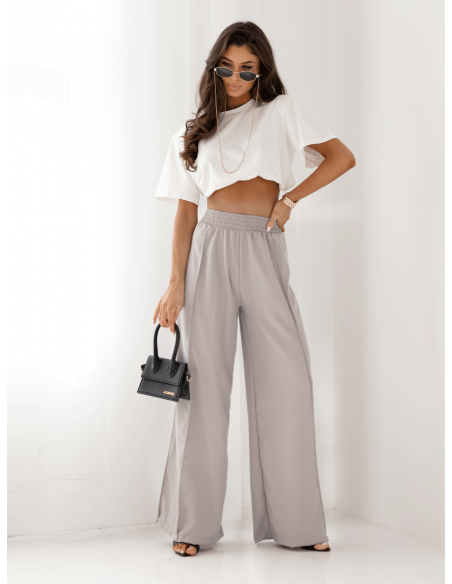 WP szerokie spodnie z przeszyciami - szare