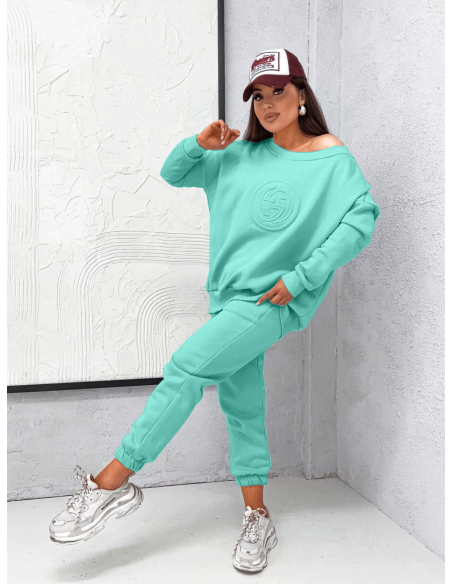 Komplet dresowy z wytłaczanym logo TABITHA - miętowy