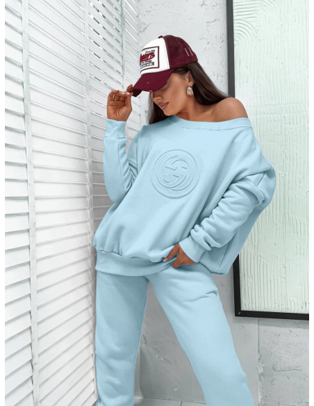 Komplet dresowy z wytłaczanym logo TABITHA - błękitny