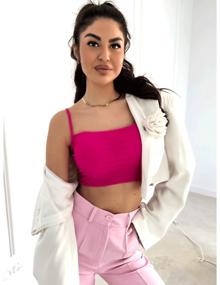 WP crop top na cienkich ramiączkach - fuksjowy