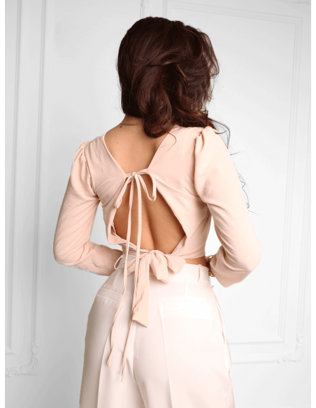 WP bluzka z odsłoniętymi plecami - beżowa