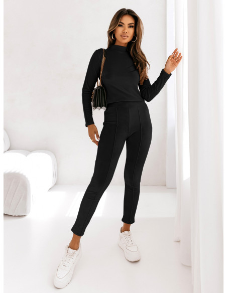 Welurowy komplet bluzka+spodnie SERANO - czarny