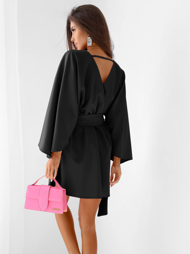 Sukienka mini z przekładanym dekoltem ALIA - czarna