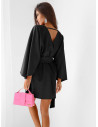 Sukienka mini z przekładanym dekoltem ALIA - czarna