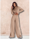 Welurowy dres spodnie + bluza ROSE - mocha mousse