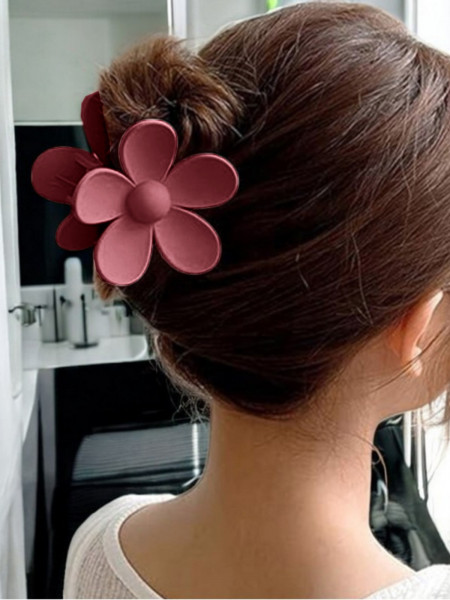 Spinka do włosów klamra XL kwiat - bordowa