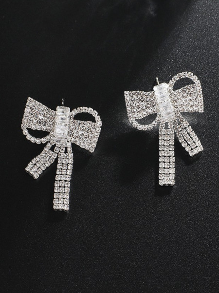 Kolczyki ozdobne cyrkonie KOKARDY - srebrne 2