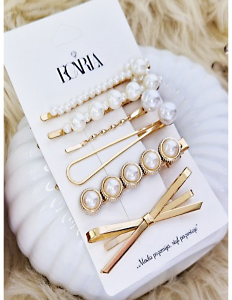 Spinki wsuwki do włosów zestaw 6 szt perełki