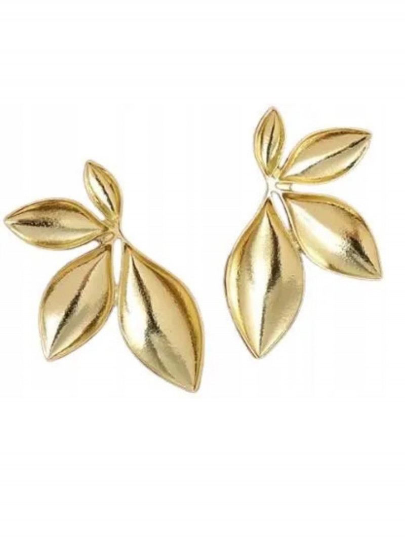Kolczyki ozdobne listki - złote