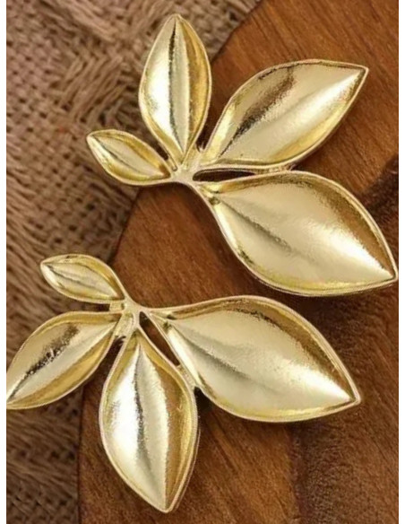 Kolczyki ozdobne listki - złote