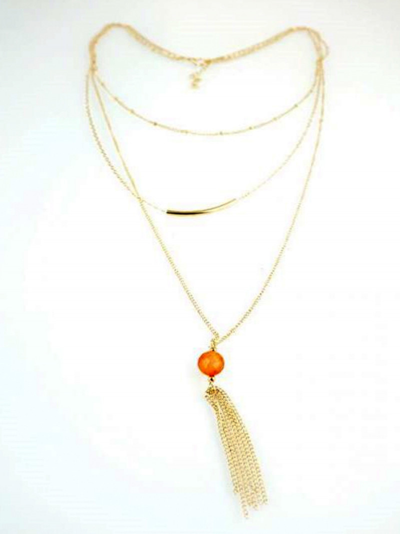 Naszyjnik długi potrójny z koralikiem...