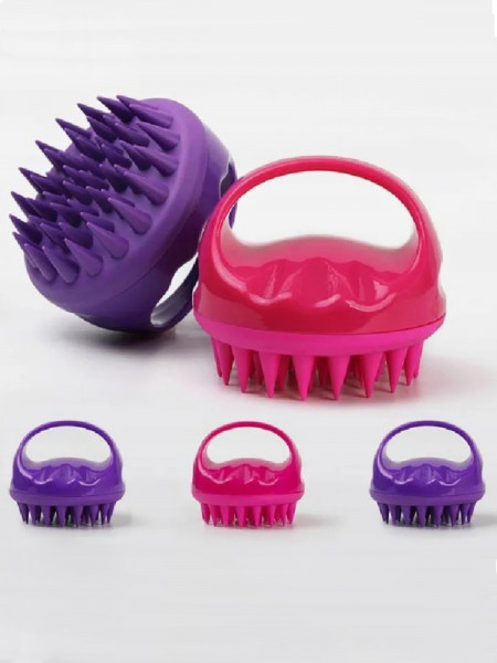 Silikonowy masażer do skóry głowy - fuksjowy 2