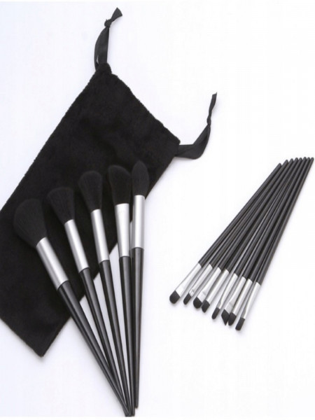 Zestaw 13 pędzli do makijażu - czarne 2