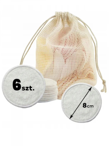 Bambusowe płatki do demakijażu 6 sztuk - białe