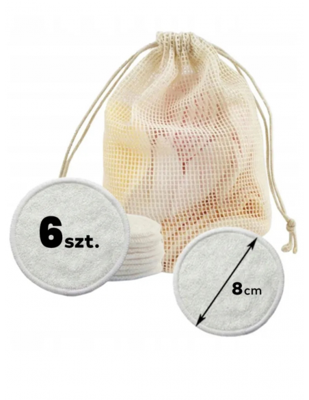 Bambusowe płatki do demakijażu 6 sztuk - białe