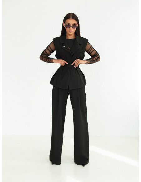 Stylowy komplet kamizelka i spodnie FAITH - czarny