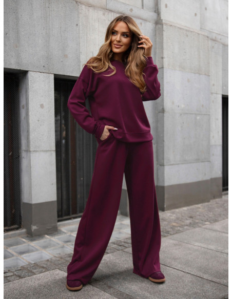 Komplet dresowy z wiskozy bluza i spodnie MAXIS - bordowy