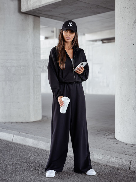 Komplet dresowy z wiskozy bluza i spodnie SALLY - czarny 2
