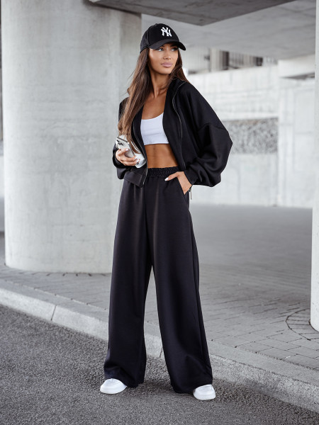 Komplet dresowy z wiskozy bluza i spodnie SALLY - czarny