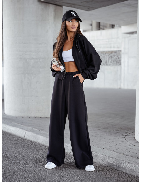 Komplet dresowy z wiskozy bluza i spodnie SALLY - czarny