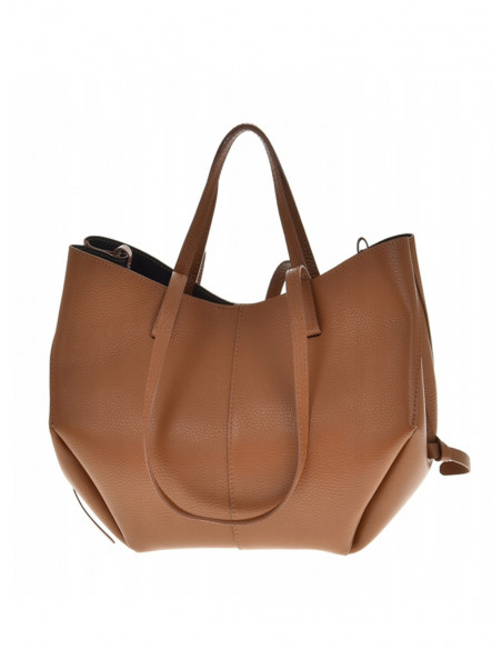Skórzana torebka shopper - camel