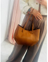 Skórzana torebka shopper - camel