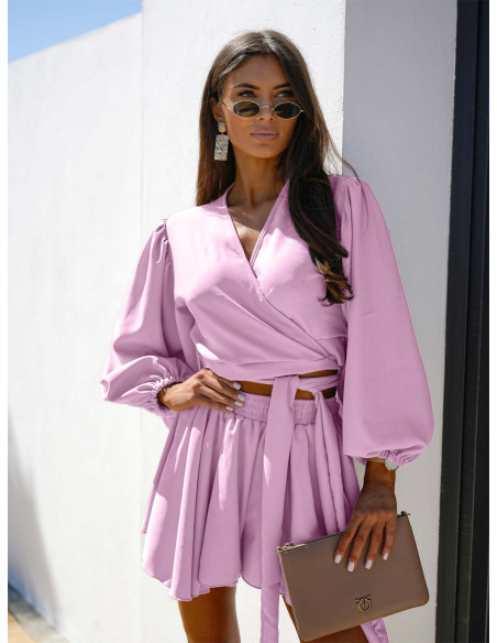 Komplet bluzka i spódnico-spodenki LETIA - liliowy