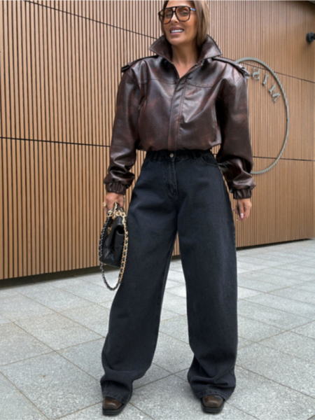Spodnie jeansy oversize FASTY - czarny 2