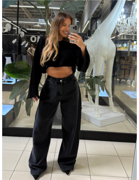 Spodnie jeansy oversize FASTY - czarny