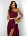 Sukienka maxi na jedno ramię SAVERA - bordowa