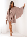 Trapezowa sukienka z szerokimi rękawami ENJA - mocha mousse