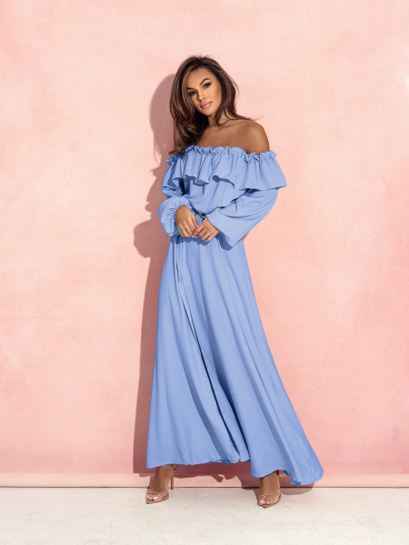 Rozkloszowana sukienka hiszpanka AROSA - błękitna 2