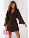 Sukienka mini z przekładanym dekoltem ALIA - czekoladowa