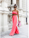 Komplet crop top i szerokie spodnie DINAH - neon róż