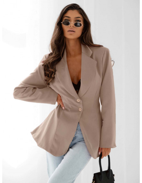 Taliowana długa marynarka TORI - mocha mousse