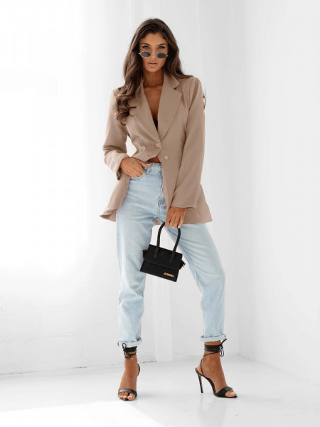 Taliowana długa marynarka TORI - mocha mousse 2