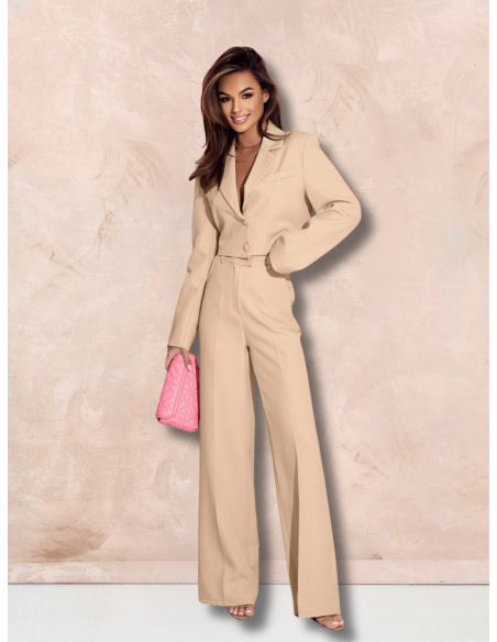 Garnitur z szerokimi spodniami YUKARI - beżowy