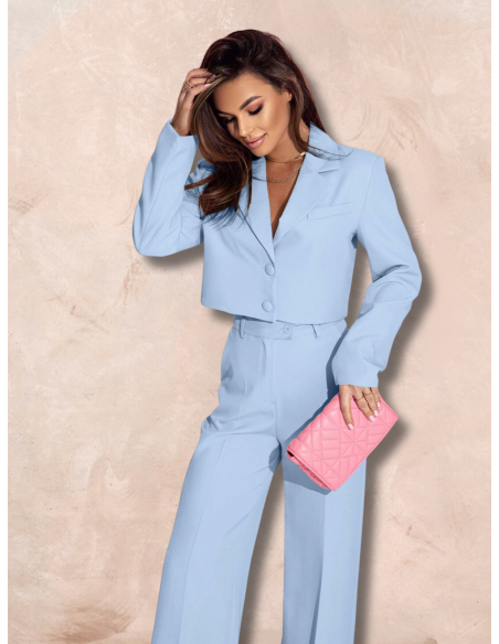 Garnitur z szerokimi spodniami YUKARI - błękitny