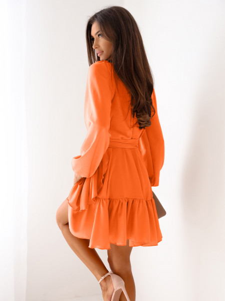 Przekładana sukienka z falbaną LURETTE - orange