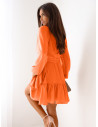 Przekładana sukienka z falbaną LURETTE - orange