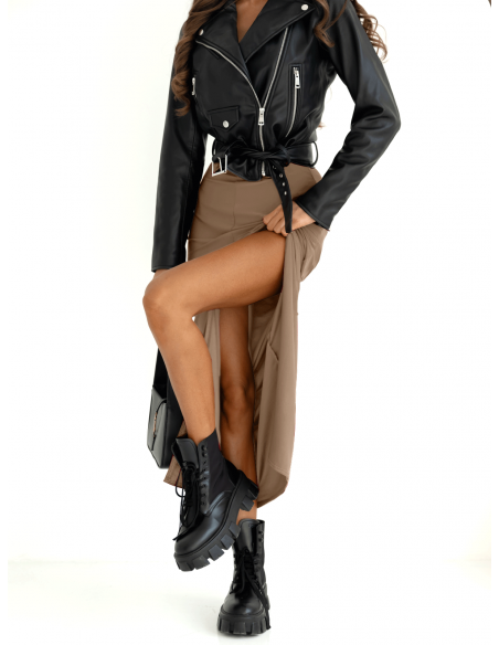 Spódnica maxi z rozcięciem VALA - cappuccino