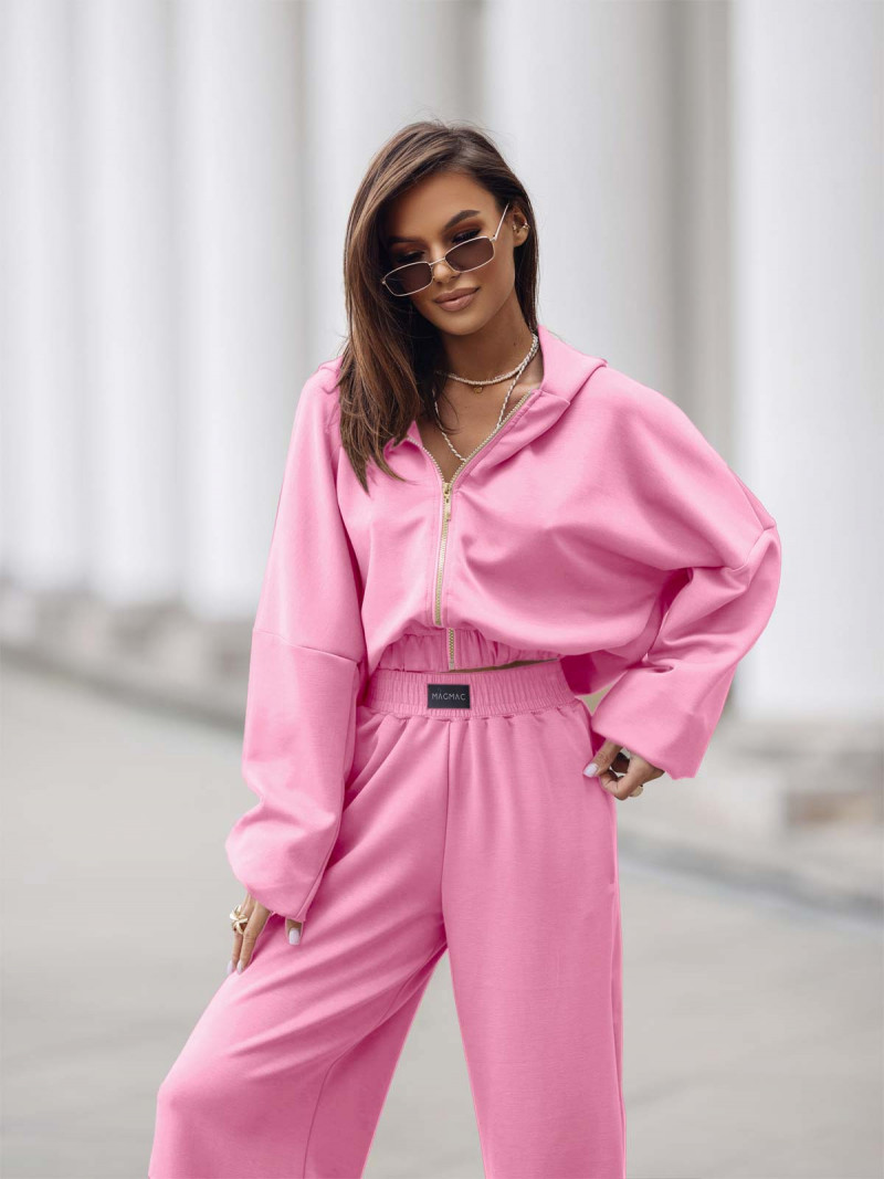 Stylowy komplet dresowy z tencelu MIKKA - pudrowy róż