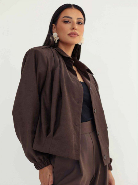 Zamszowa kurtka katana TAVIA - czekoladowa